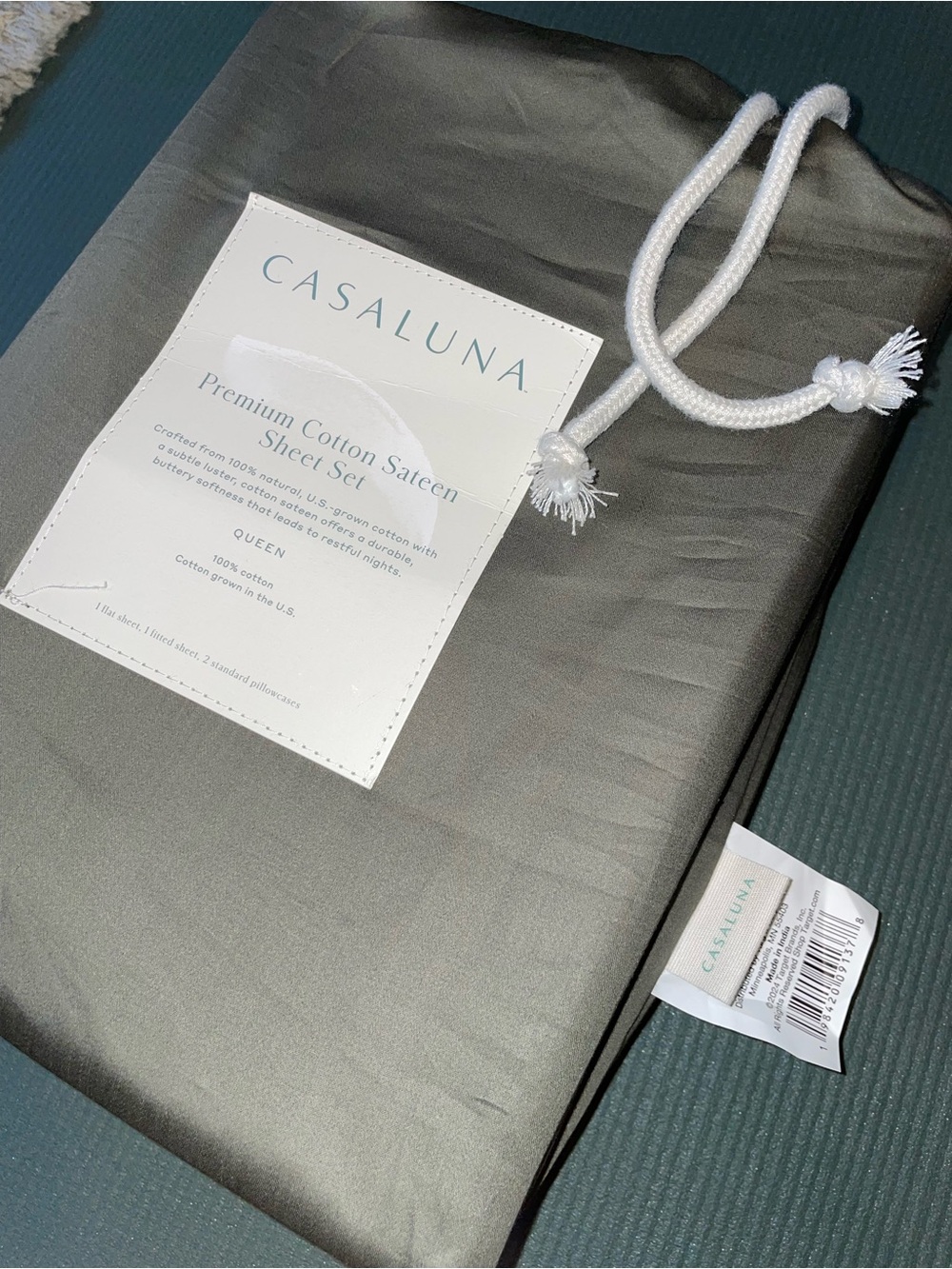 Casaluna Cotton Sateen Sheet Set - Green